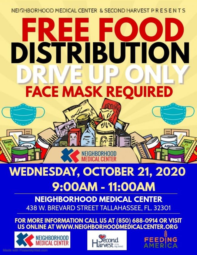 FREE Food Distribution Drive Up Only Wednesday October 21 2020